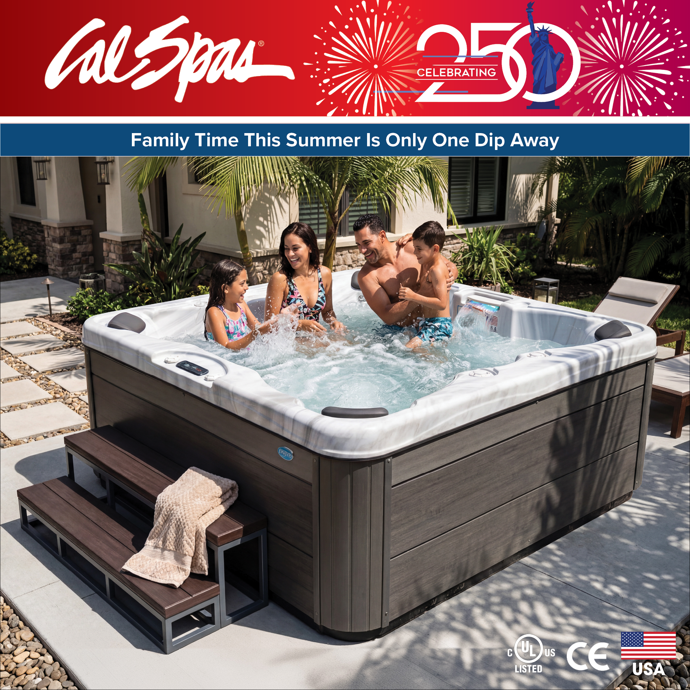 Calspas hot tub being used in a family setting - Hendersonville